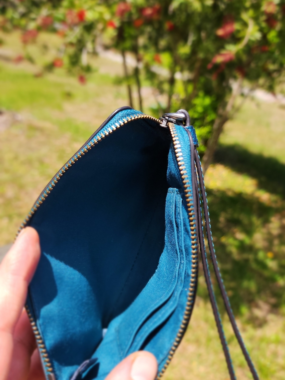Coach Metallic Teal Leather Wallet - Picture 6 of 10